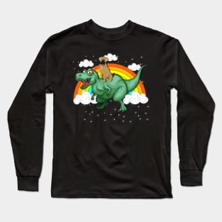 T Rex Dinosaur Riding Boxer Dog Long Sleeve T-Shirt